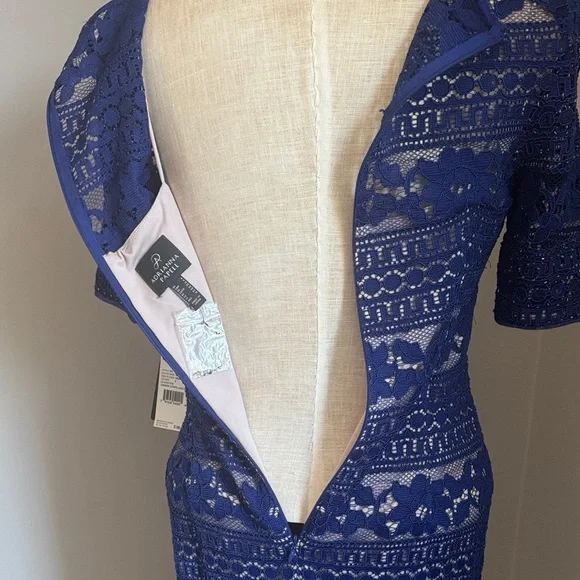 Adriana Papell Blue corded lace Dress - Picture 13 of 14